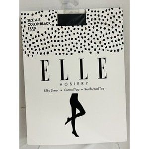 Elle Hosiery Silky Sheer Control Top Panty Hose Size AB Color Black